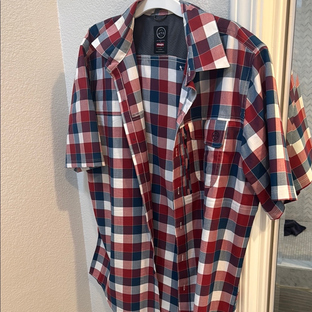 Wrangler ATG - Men's Red and Blue Plaid Shirt